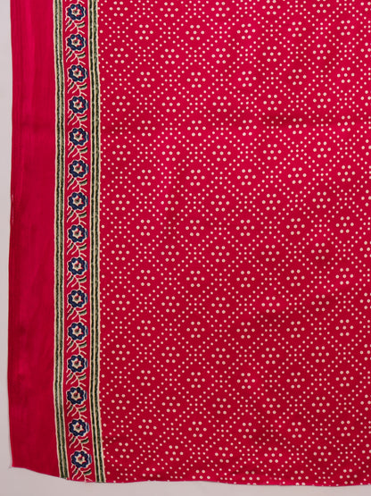 Pink Pure Semi Modal Silk Floral Printed Saree 
