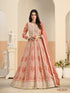 Rust Pure Soft Faux Georgette Heavy Embroidery Work Long Anarkali Gown 