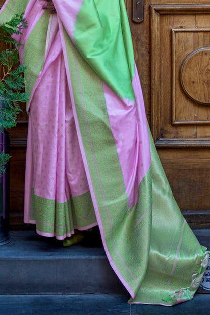 Lavender Pure Soft Banarasi Handloom Banarasi Saree 
