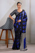Blue Printed Polka Dots Satin Crepe Saree 