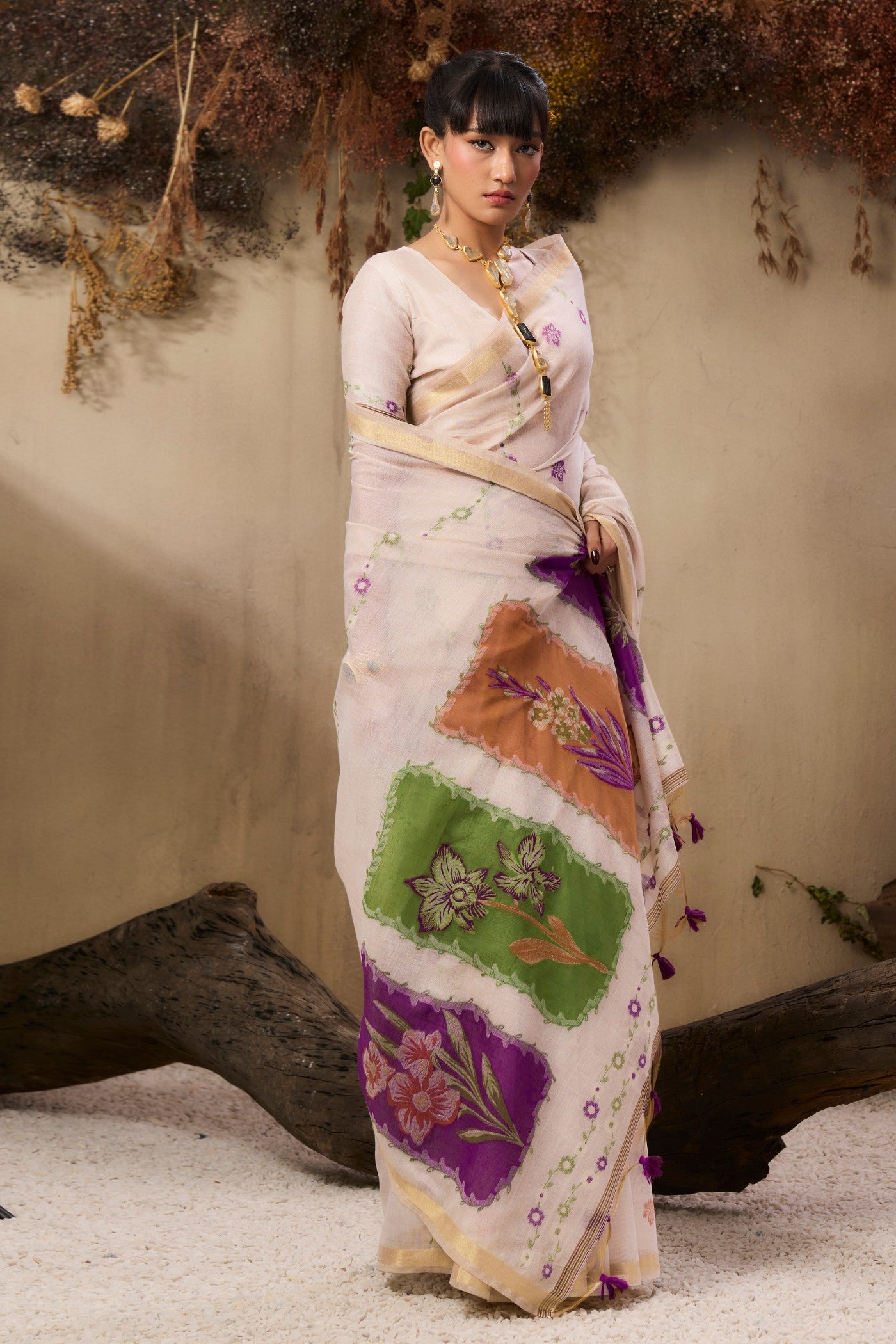 Cream Pure Soft Handloom Muga Cotton Saree 