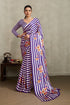 Purple Pure Soft Modal Satin Ajrakh Print Satin Saree Japan Satin Saree Anant Tex Exports Pvt.Ltd..