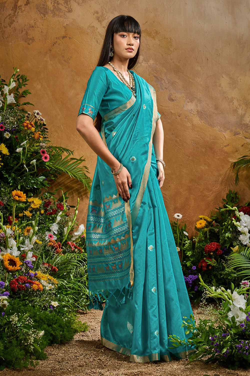 Blue Pure Soft Tussar Handloom Silk Saree 
