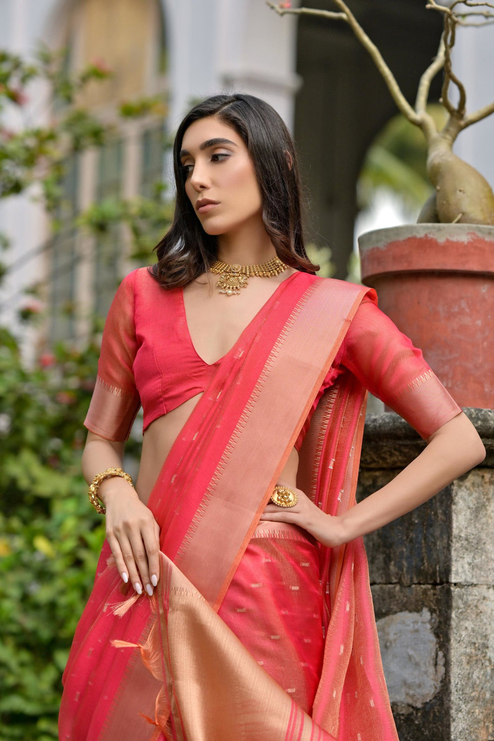 Rose Red Pure Soft Kalyani Silk Saree