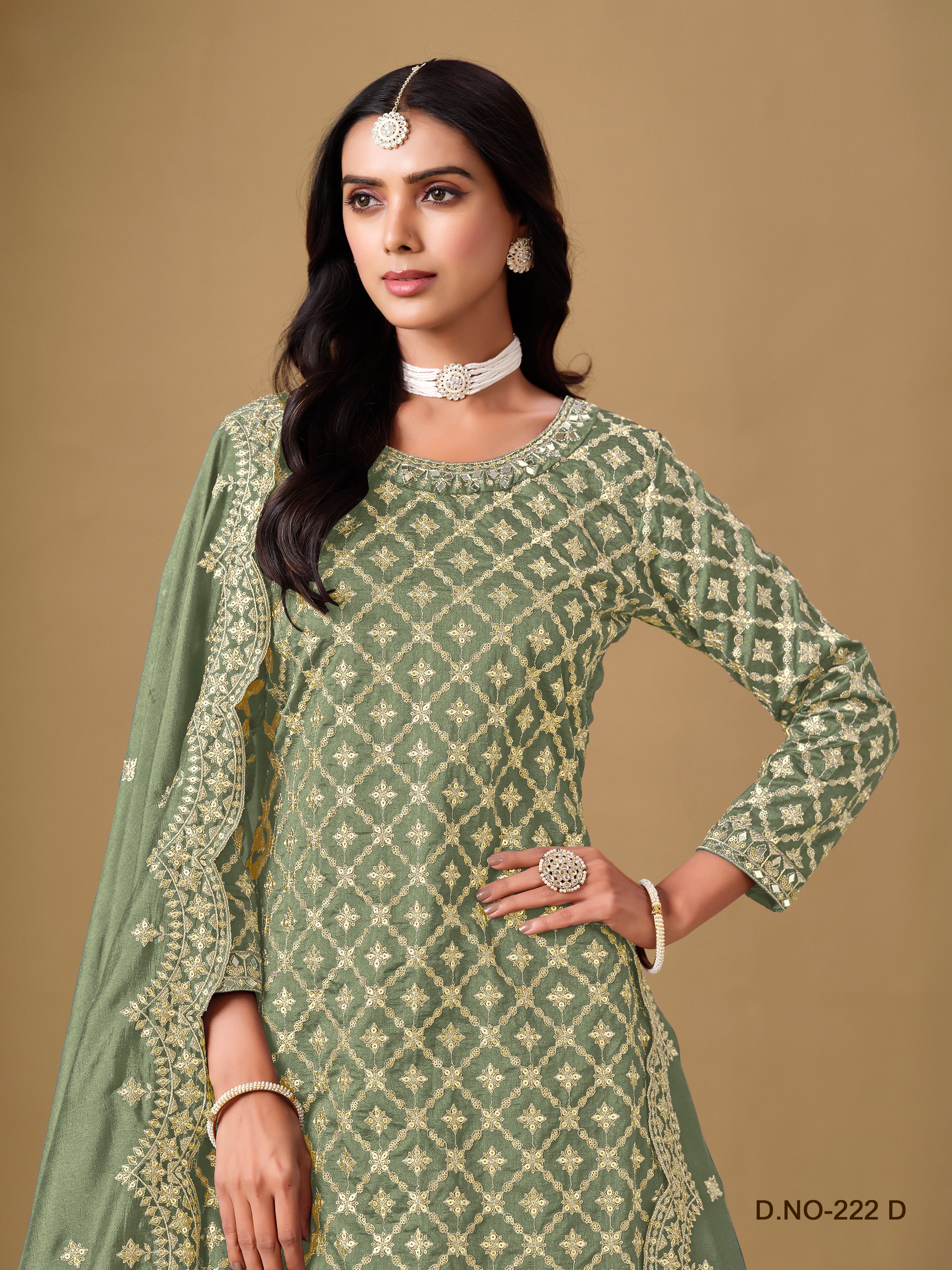 Teal Green Pure Soft Art Silk Long Floor Length Embroidered Work Readymade Gown