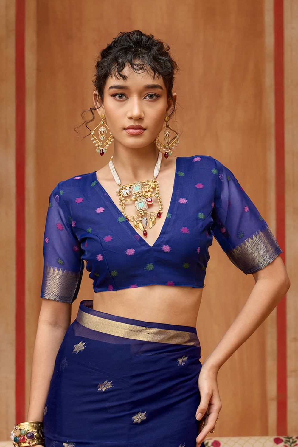 Chill Blue Pure Soft Moonga Cotton Handloom Saree 