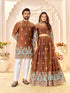 Brown Pure Soft Fendi Silk Matching Combo Couple Dress  Anant Tex Exports Pvt.Ltd..
