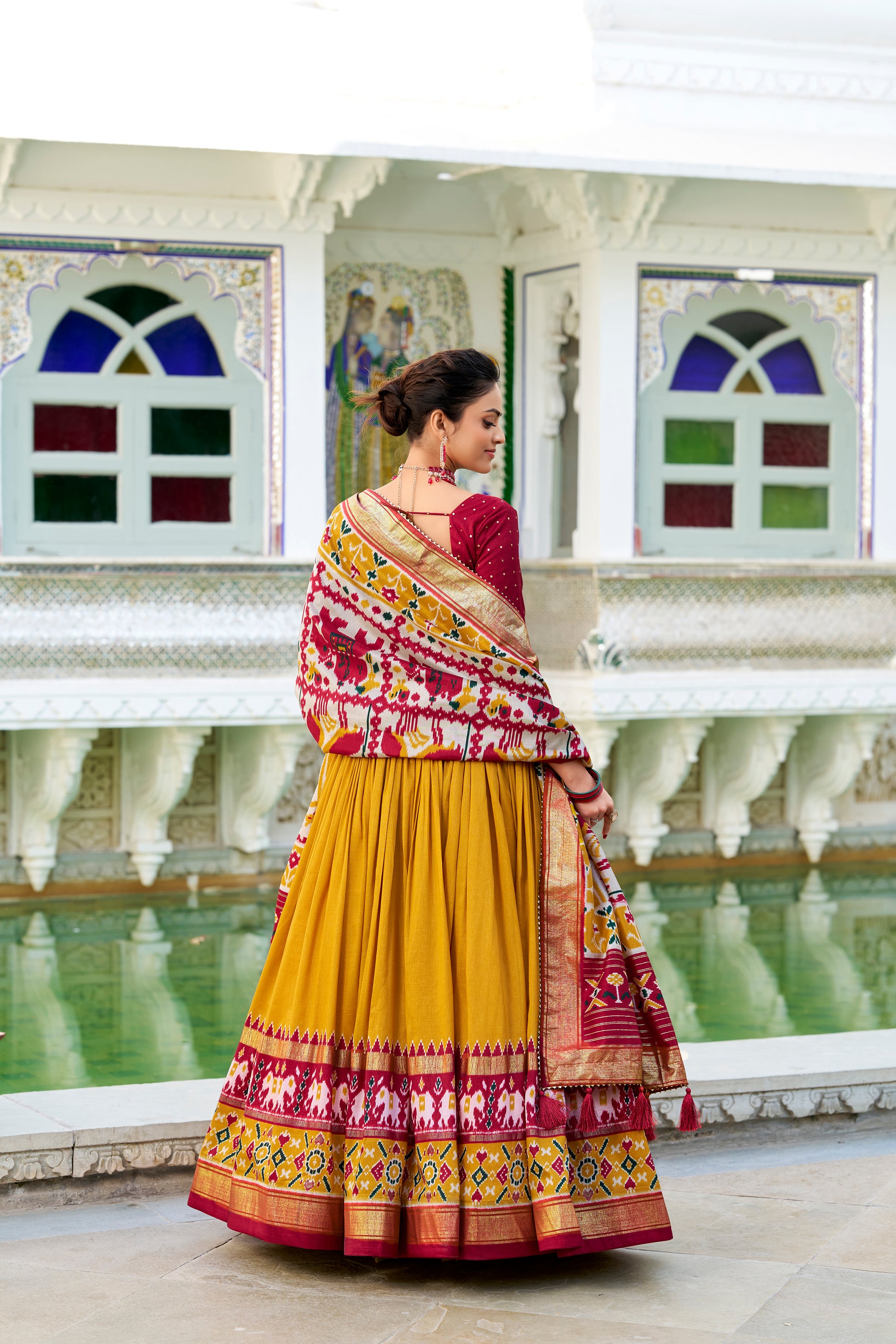Elegant lehenga choli showcasing intricate design and vibrant colors, perfect for festive occasions.