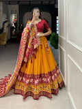 Elegant lehenga choli showcasing intricate design and vibrant colors, perfect for festive occasions.