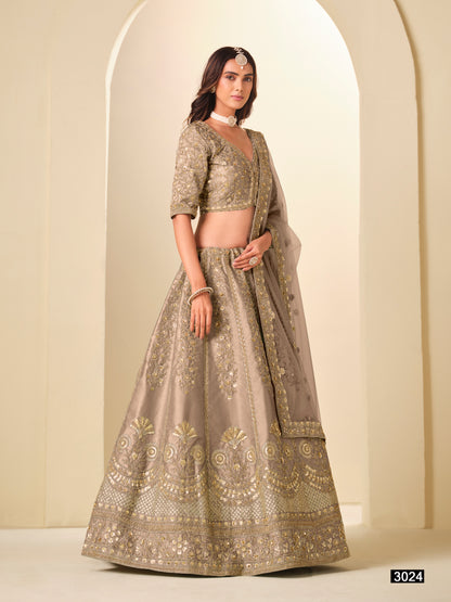 Chiku Pure Soft Art Silk Heavy Embroidery Work Bridal Lehenga 