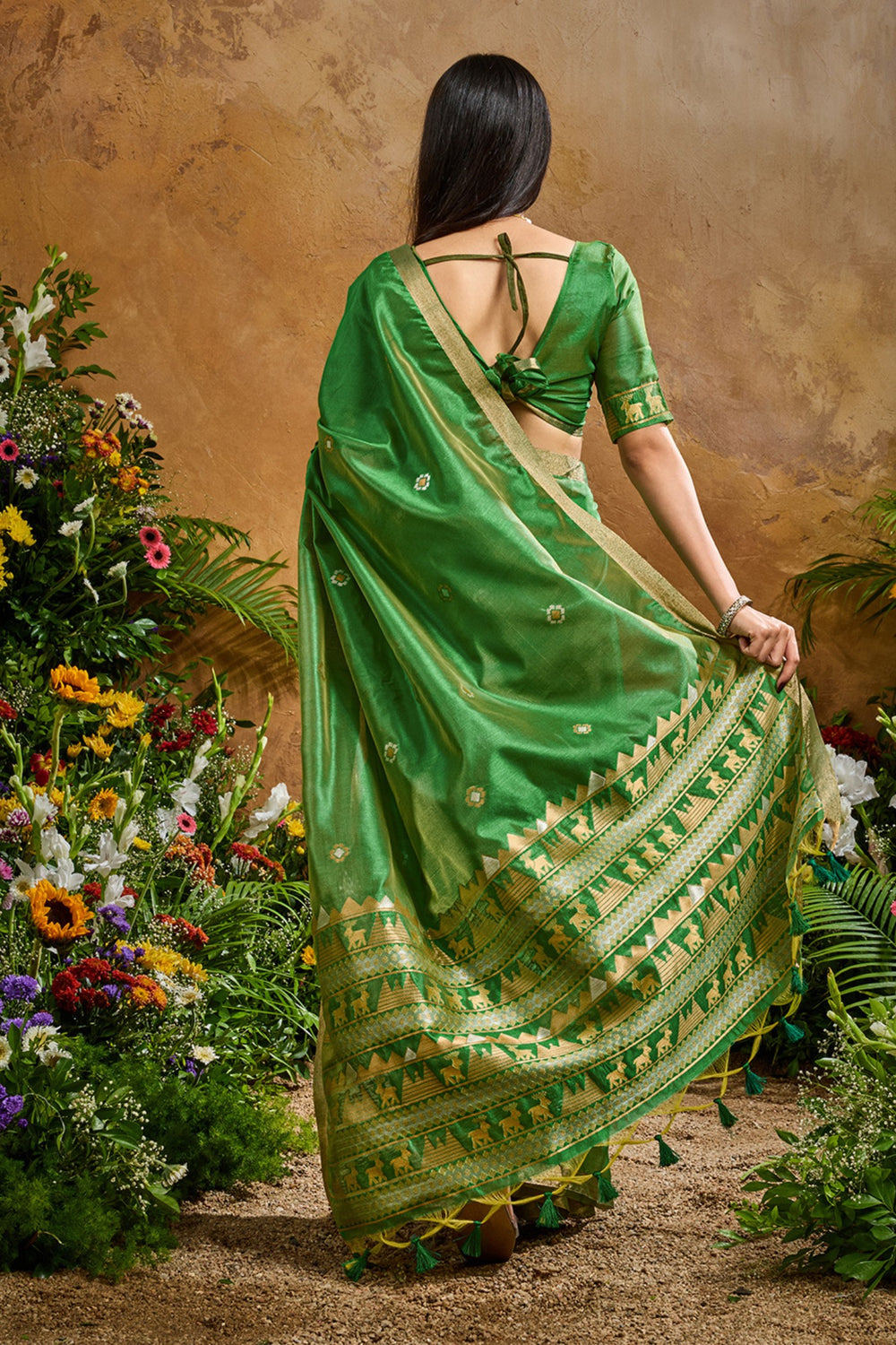 Green Pure Soft Tussar Handloom Silk Saree 