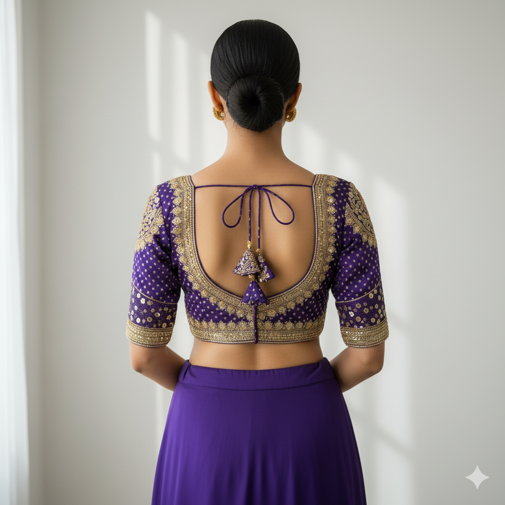 Blue Pure Roman Silk Sabyasachi Style Bridal Blouse