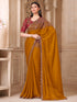 Mustard Pure Soft Satin Elegant Embroidered Work Satin Saree 