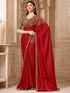 Red Pure Soft Satin Elegant Embroidered Work Satin Saree 