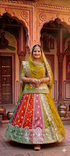 Yellow Pure Heavy Multi Kali Gold Crush Rajasthani Chaniya Choli 