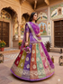Purple Pure Heavy Multi Kali Gold Crush Rajasthani Chaniya Choli 
