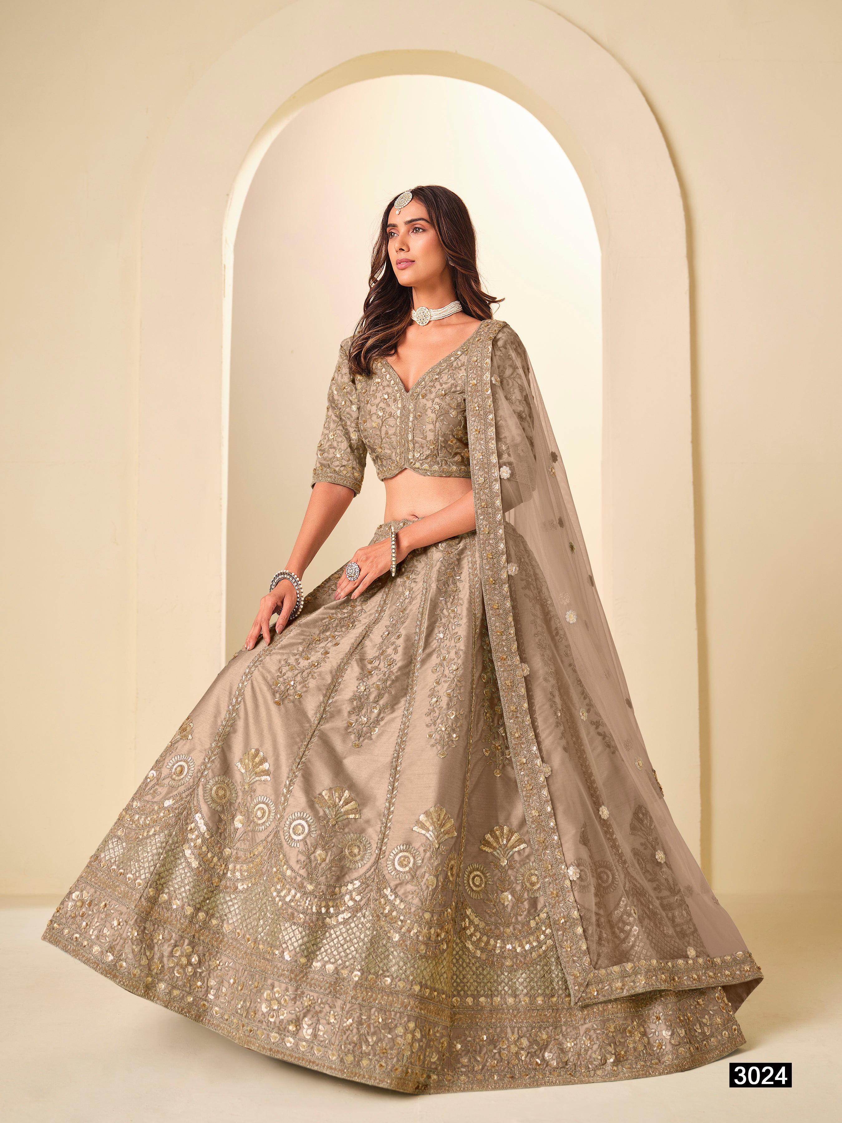 Chiku Pure Soft Art Silk Heavy Embroidery Work Bridal Lehenga 