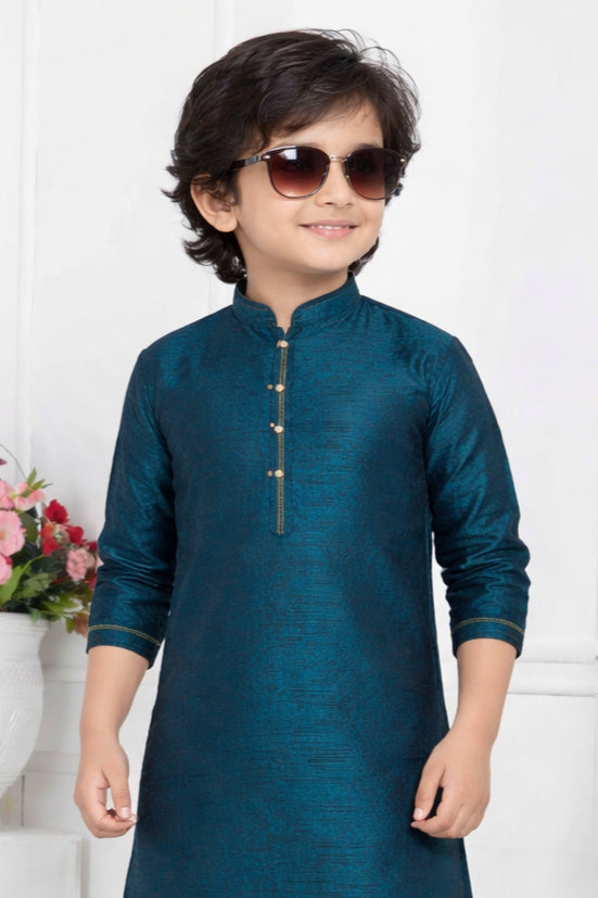Teal Blue Boys Kurta Pajama Set