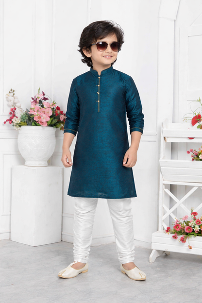 Teal Blue Boys Kurta Pajama Set