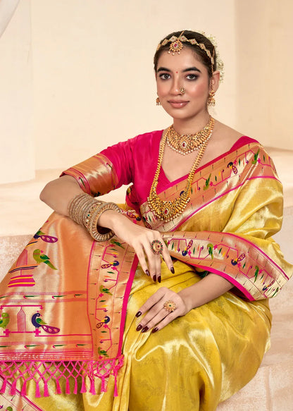 Beautiful Designer Wedding Wear Latest Soft Tissue Silk Saree