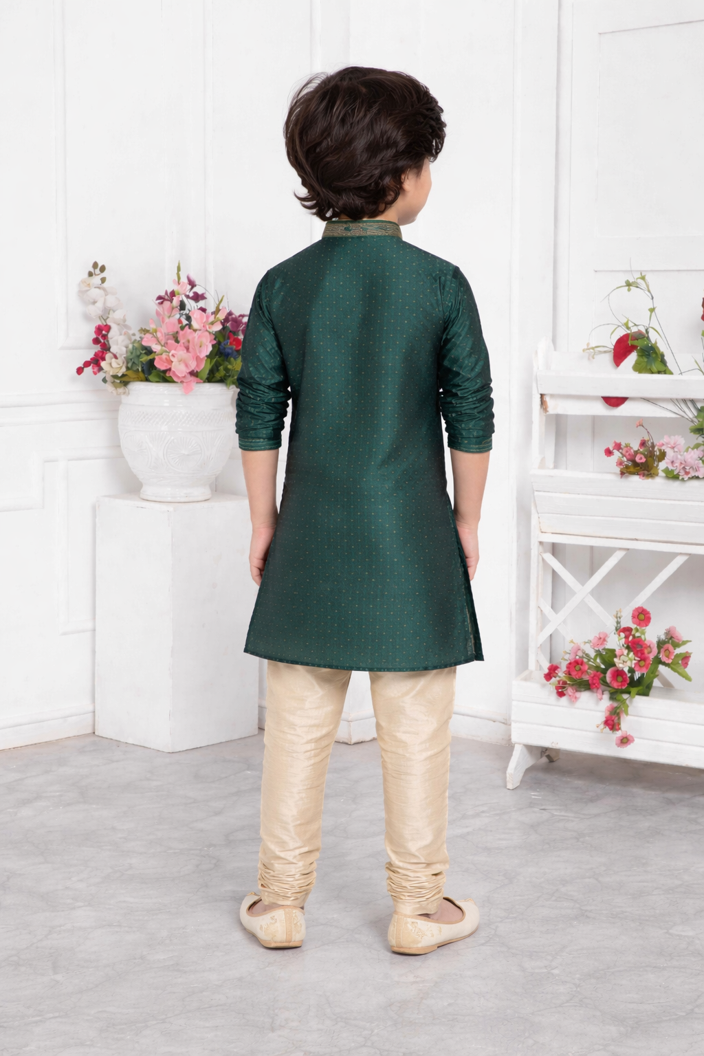 Bottle Green Boys Kurta Pajama Set