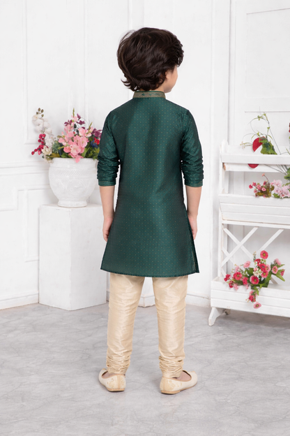Bottle Green Boys Kurta Pajama Set