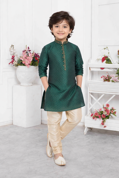 Bottle Green Boys Kurta Pajama Set