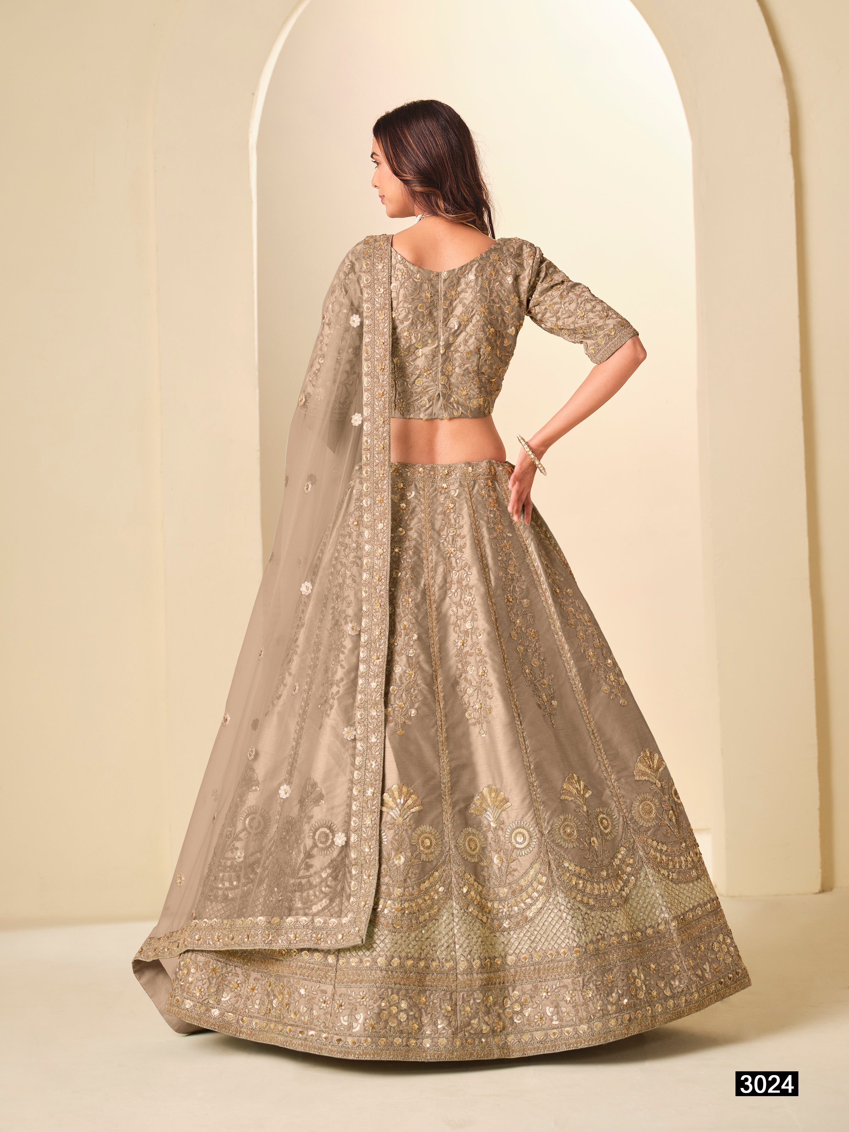 Chiku Pure Soft Art Silk Heavy Embroidery Work Bridal Lehenga 