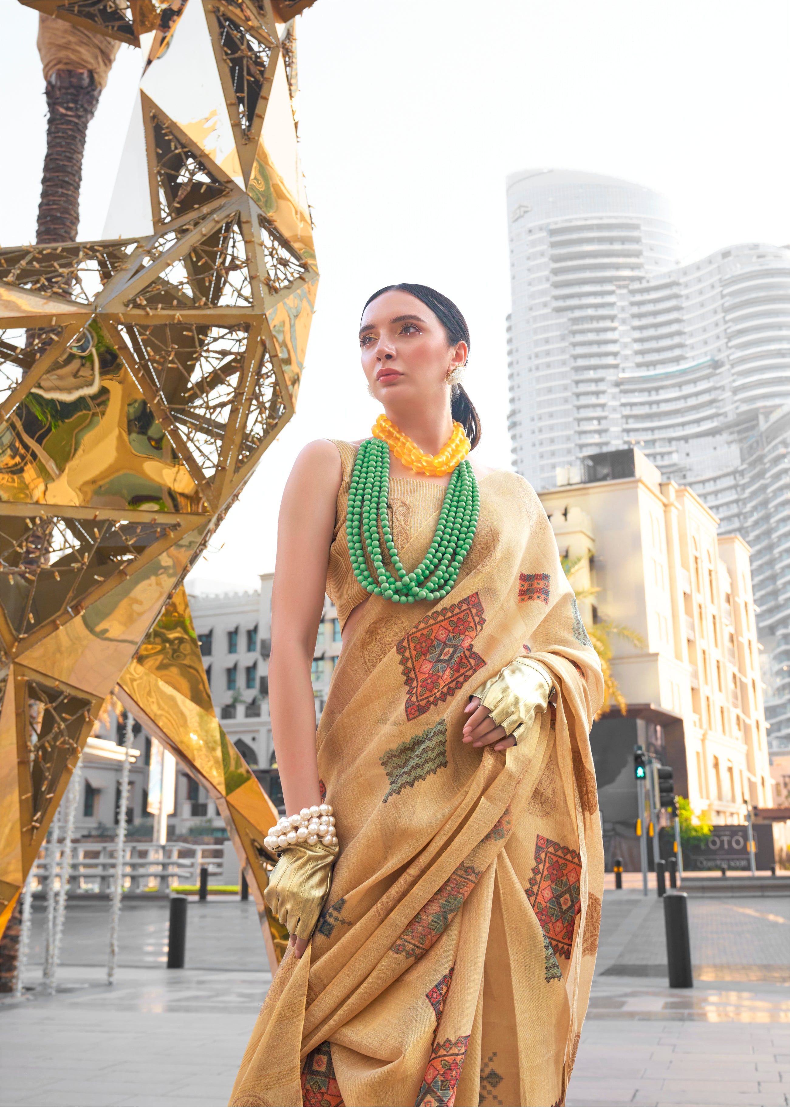 Beautiful Designer Silk Printed Handloom Zari Tissue Saree