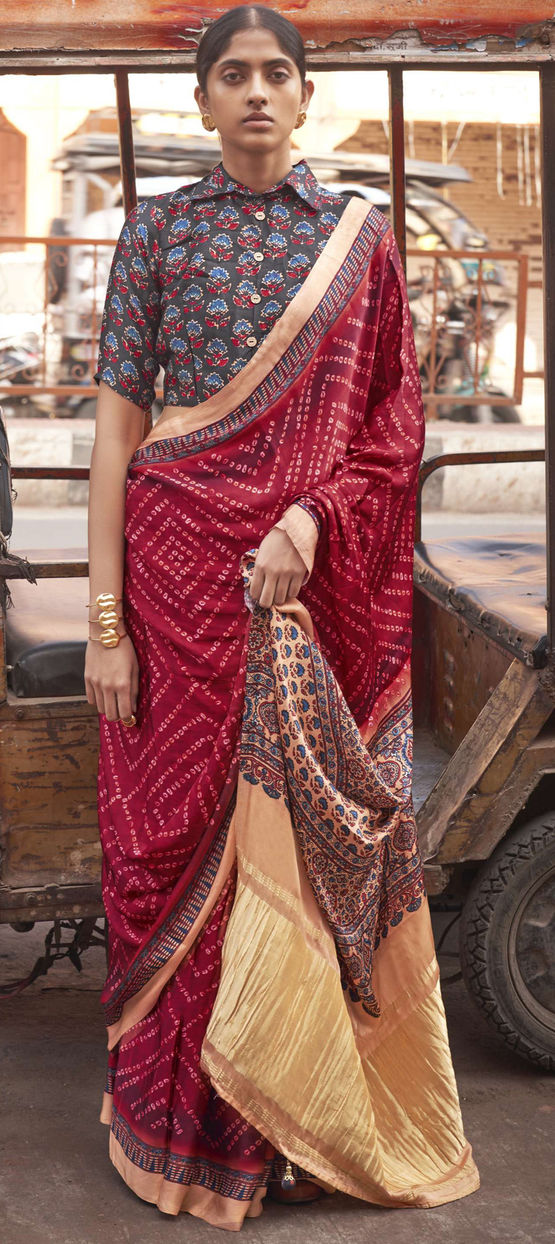 Gajji Lagdi Patrta Silk Saree