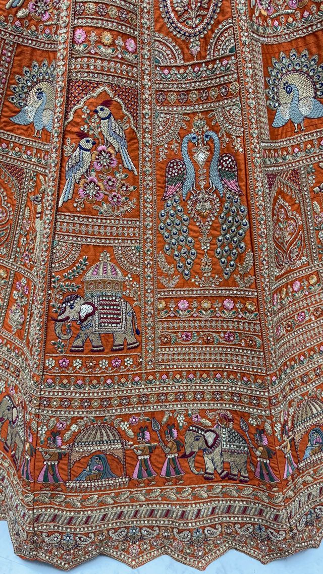 Orange Pure Soft Gadwal Silk Heavy Embroidery Work Bridal Lehenga ##color## Bridal Lehenga with premium fabric and embroidery