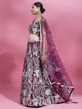 Sequin work bridal lehenga in burgundy color

