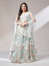Lime green net lehenga choli with dupatta

