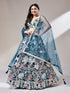 Navy blue net sequinned lehenga with dupatta

