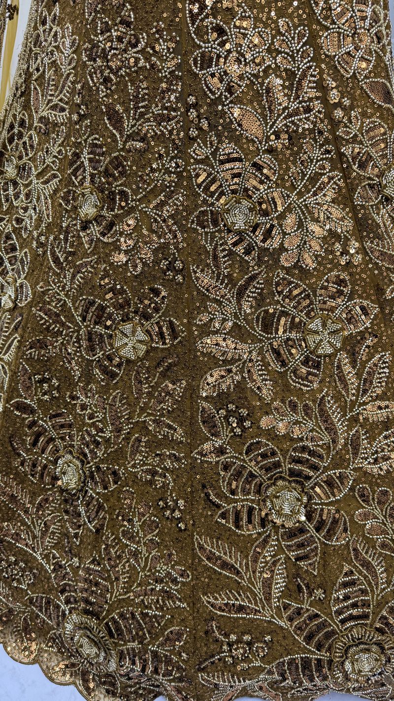 Metallic Gold  Pure Soft Net Heavy Embroidery Work Bridal Lehenga
