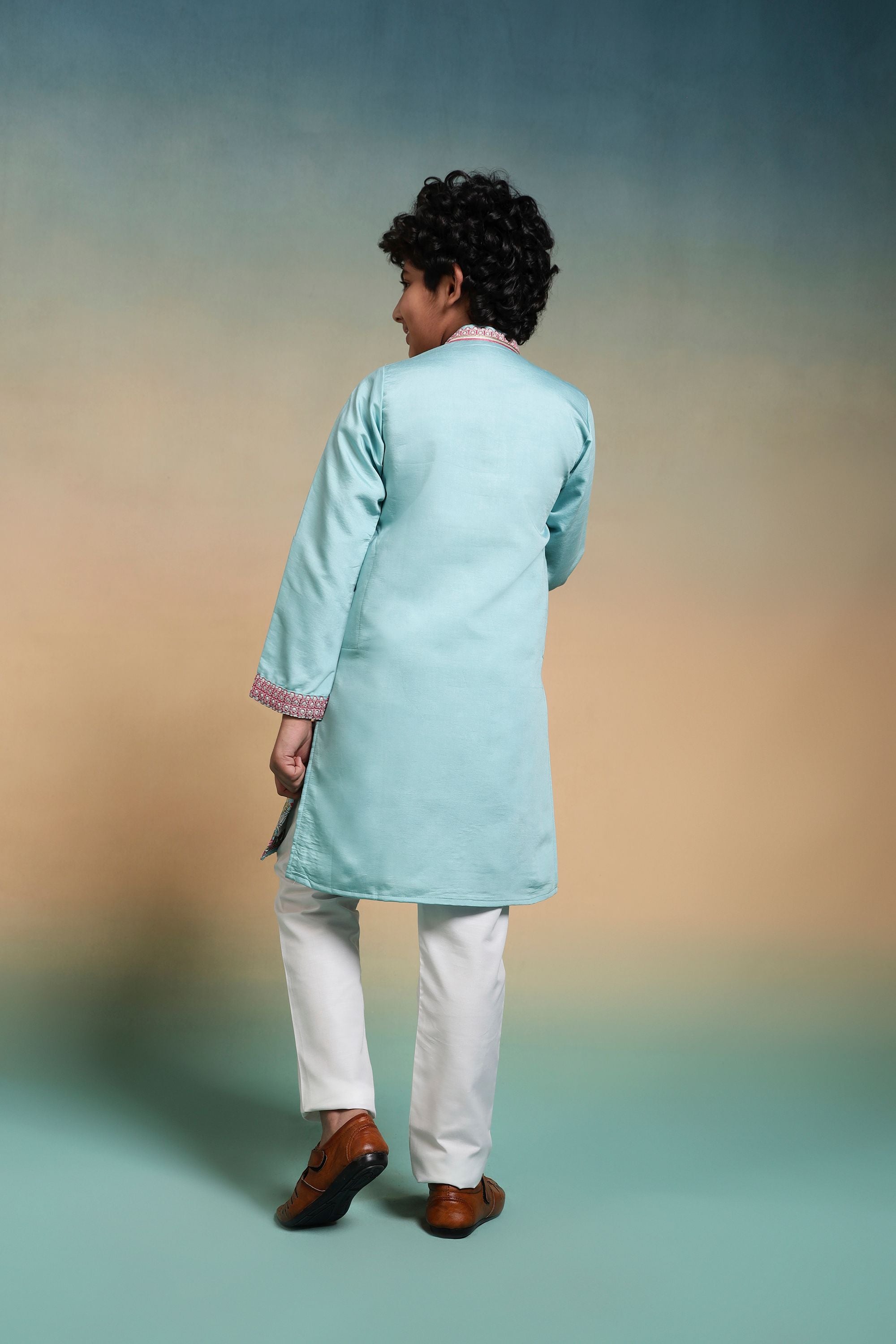 Sky Pure Viscose Silk Kids Boy Kurta Pajama 