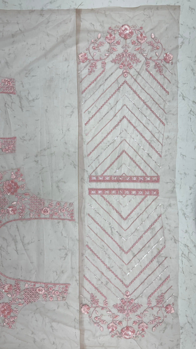 Pink Pure Premium Net Handwork Kasti &amp; Motif Zari Metallic Sequins Work Wedding Saree