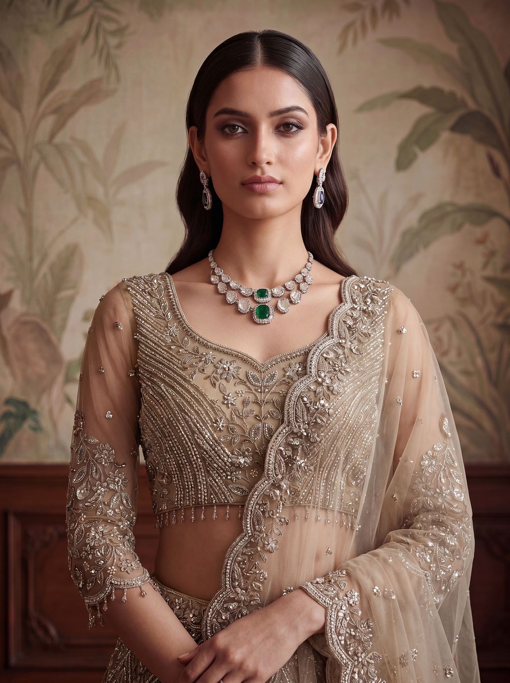 Golden Pure Soft Heavy Net Fancy Embroidery Work Bridal Lehenga Choli