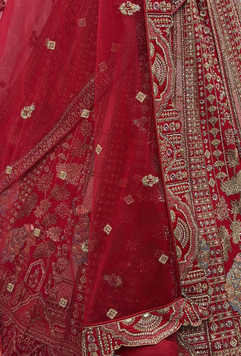 Pink Pure Soft Silk Heavy Embroidery Work Bridal Lehenga