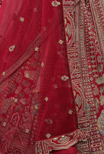 Pink Pure Soft Silk Heavy Embroidery Work Bridal Lehenga