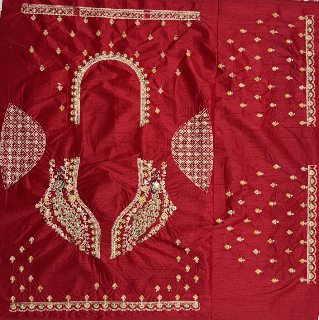 Red Pure Soft Silk Heavy Embroidery Work Bridal Lehenga 
