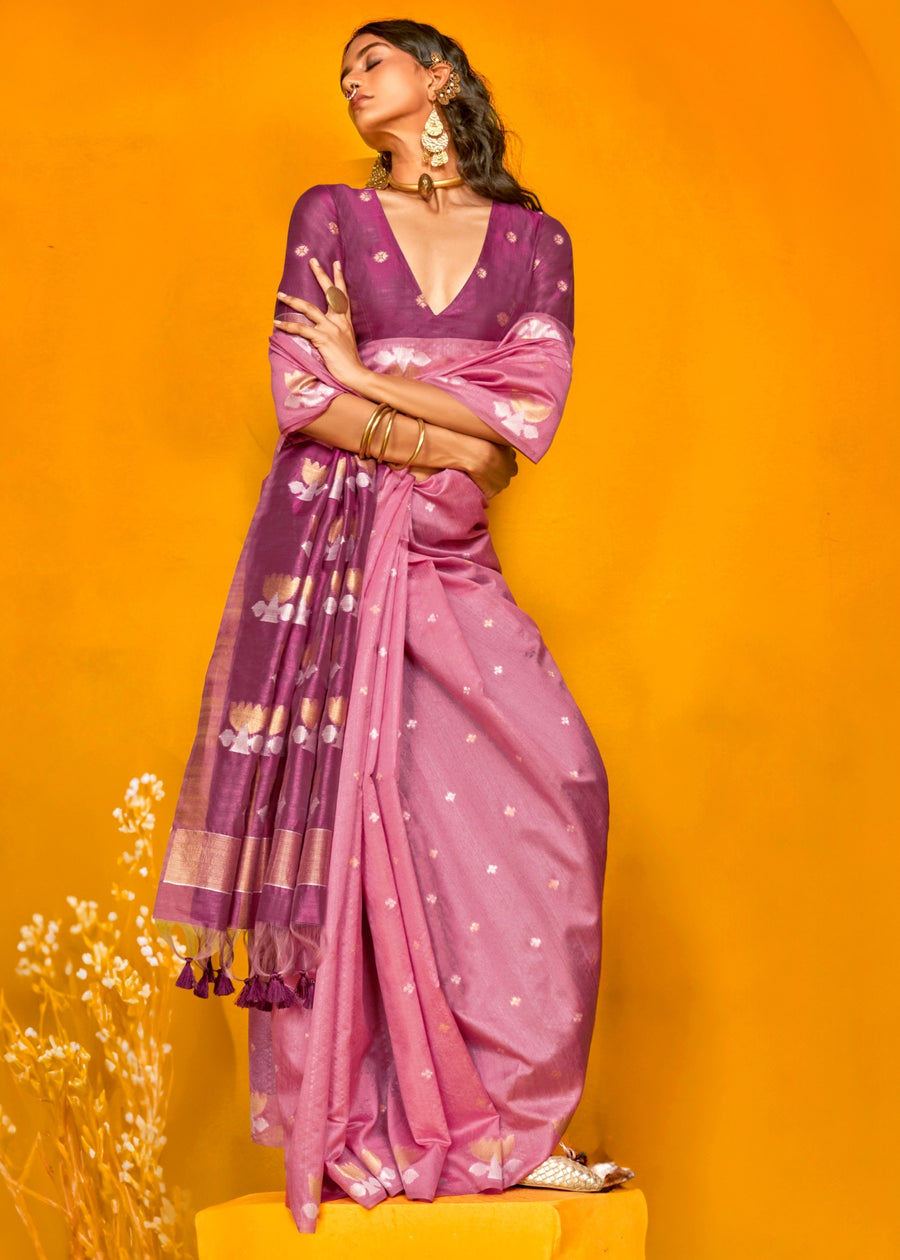 Purple Tussar Handloom Silk Saree 
