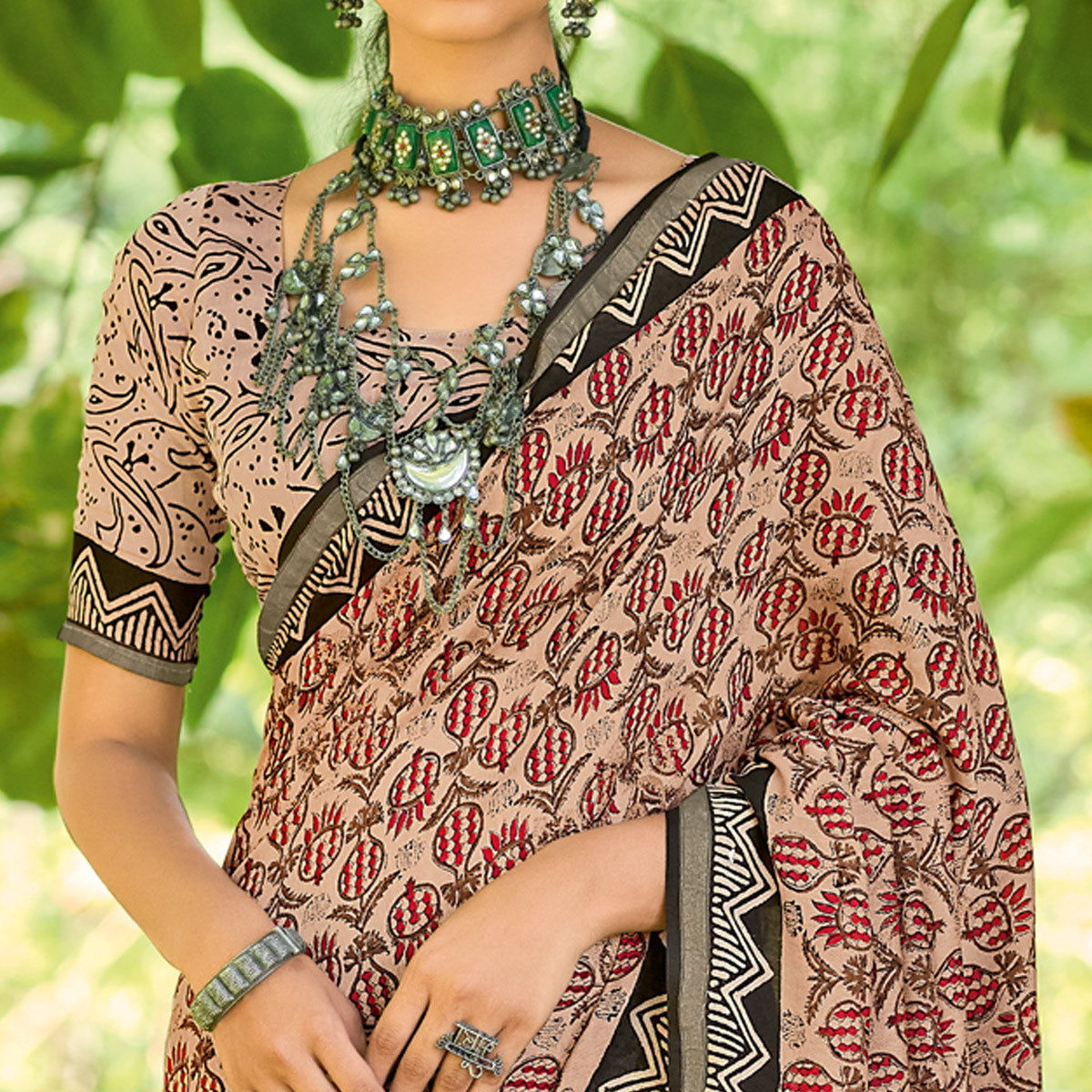 Women's Designer Party Wear Indian Style Mulmul Cotton Handblock Print Saree