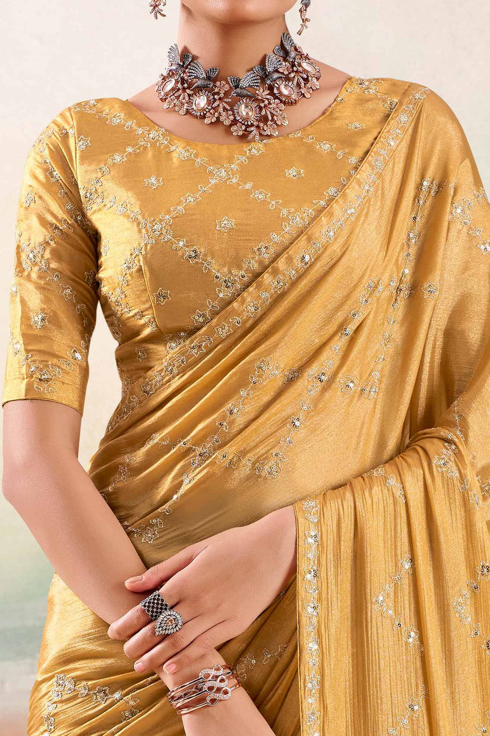Chikoo Two Tone Chiffon Saree 