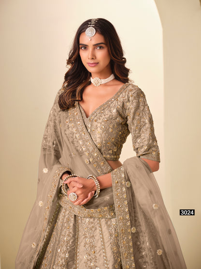Chiku Pure Soft Art Silk Heavy Embroidery Work Bridal Lehenga 