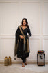 Black Viscose Chanderi Kurti Set with Jacquard Dupatta