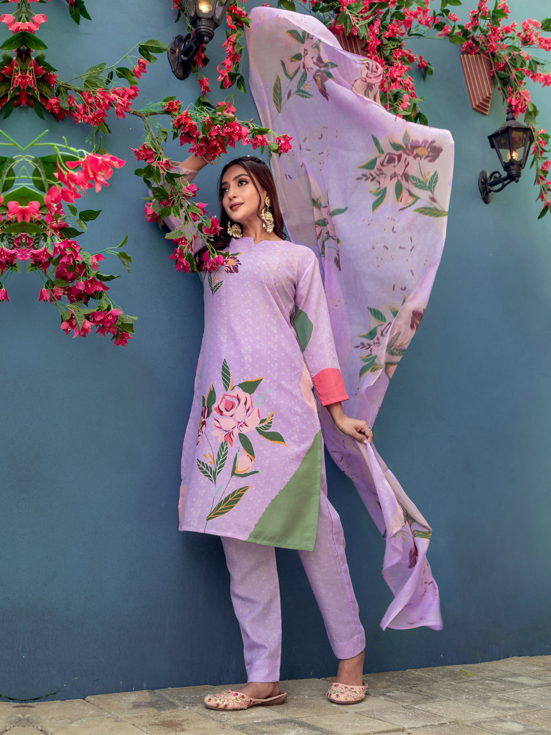 Lavender Pure Soft Rayon Print Salwar Suit 