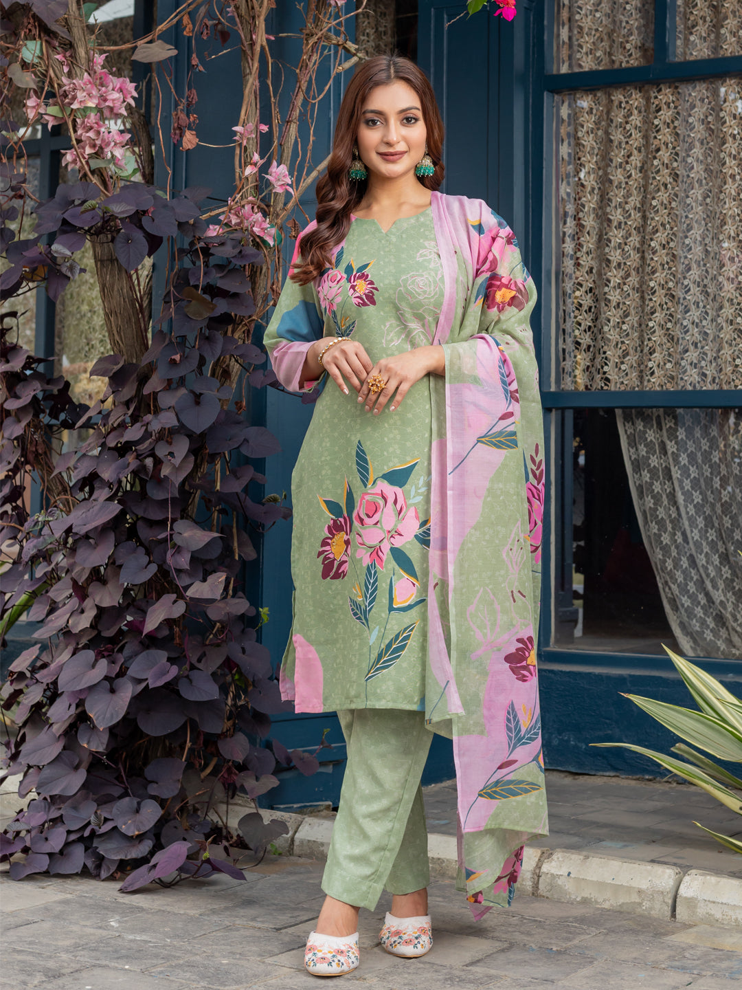 Mehandi Pure Soft Rayon Print Salwar Suit 