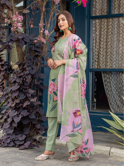 Mehandi Pure Soft Rayon Print Salwar Suit 