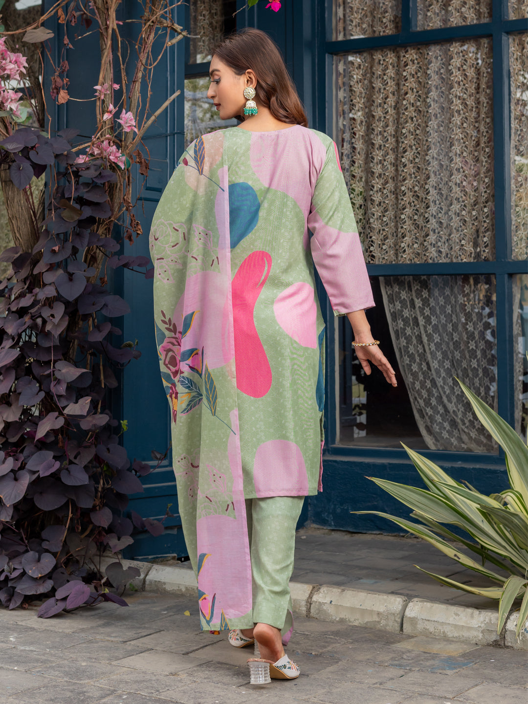 Mehandi Pure Soft Rayon Print Salwar Suit 